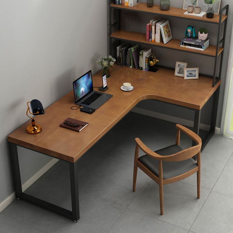 Solid Wood Office Desk 29.5" High L-Shape Writing Desk for Home