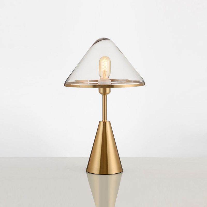 Goldkegelform Tischlampe Nordic Style Tischlicht mit Glas für Schlafzimmer