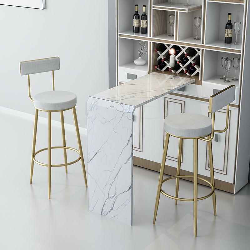 White Glam Style Table in Iron and Faux Marble Milk Tea Shop Bar Table