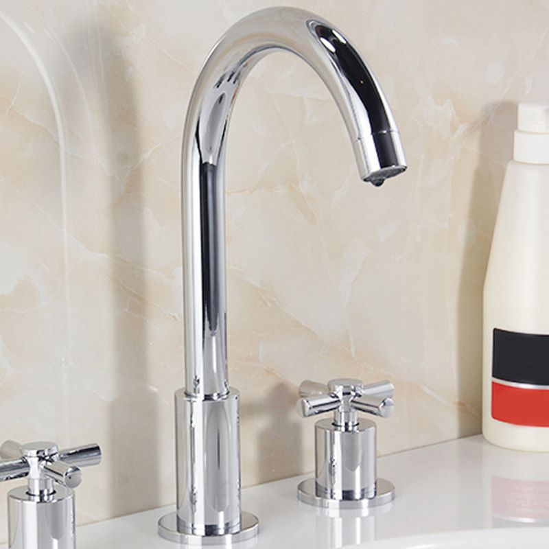 High-Arc Basin Faucet Cross Handle Vanity Faucet for Bathroom