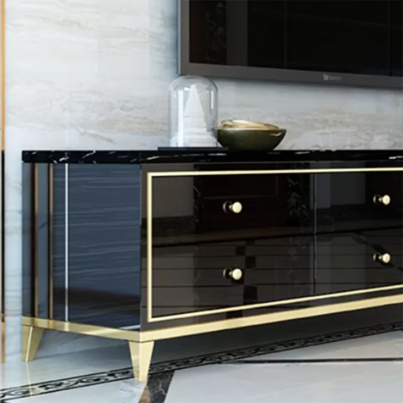 Glass Media Console Glam Media Console TV Stand with Drawers