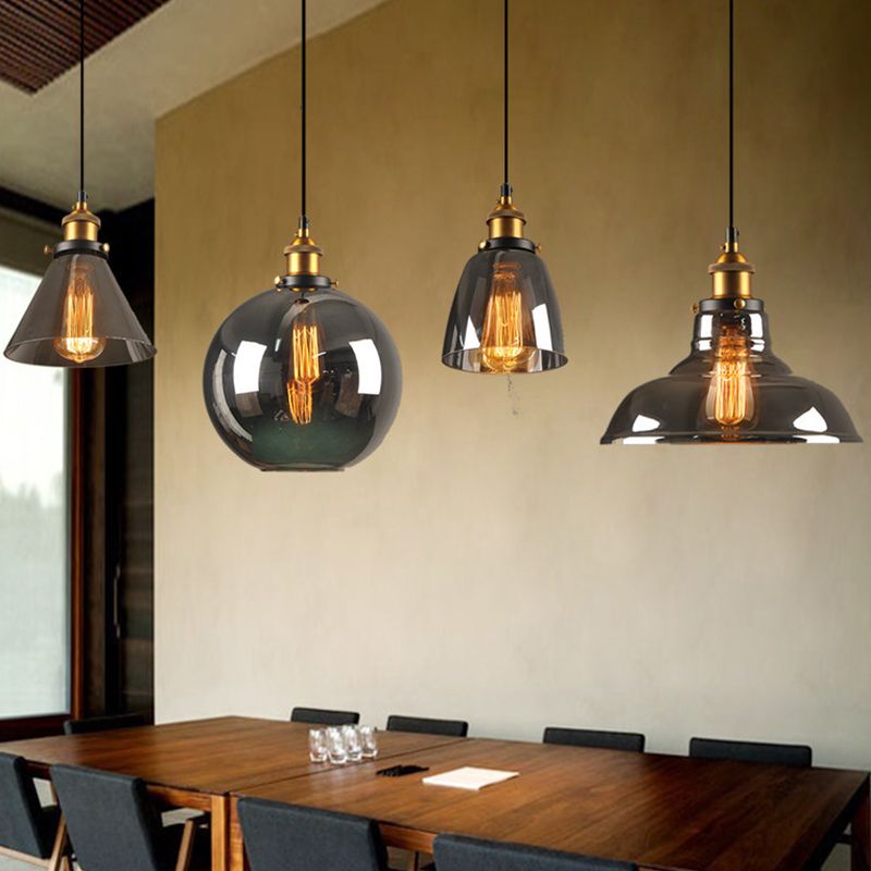 Single Light Industrial Style Pendant Light Fixture Glass Hanging Light