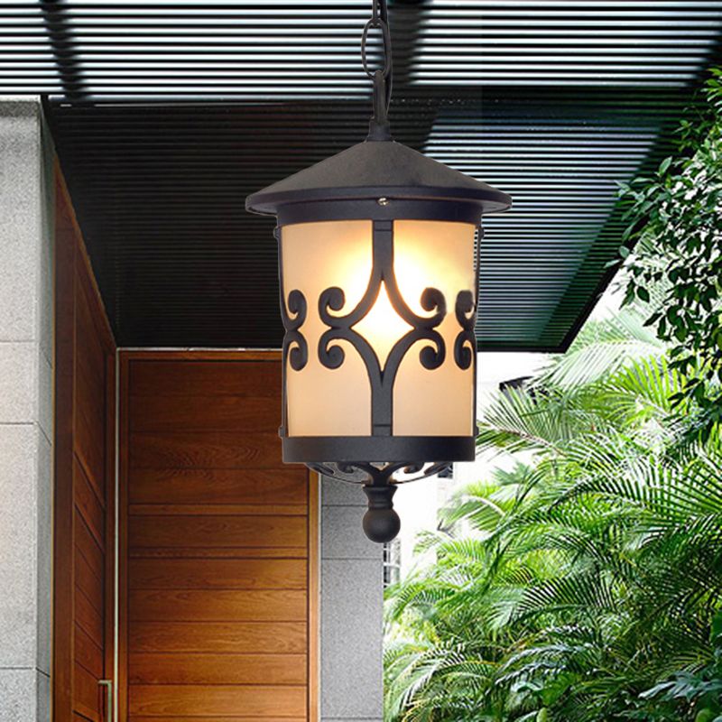 Clear/White Glass Coffee Pendant Lantern 1 Bulb Countryside Suspended Lighting Fixture for Balcony