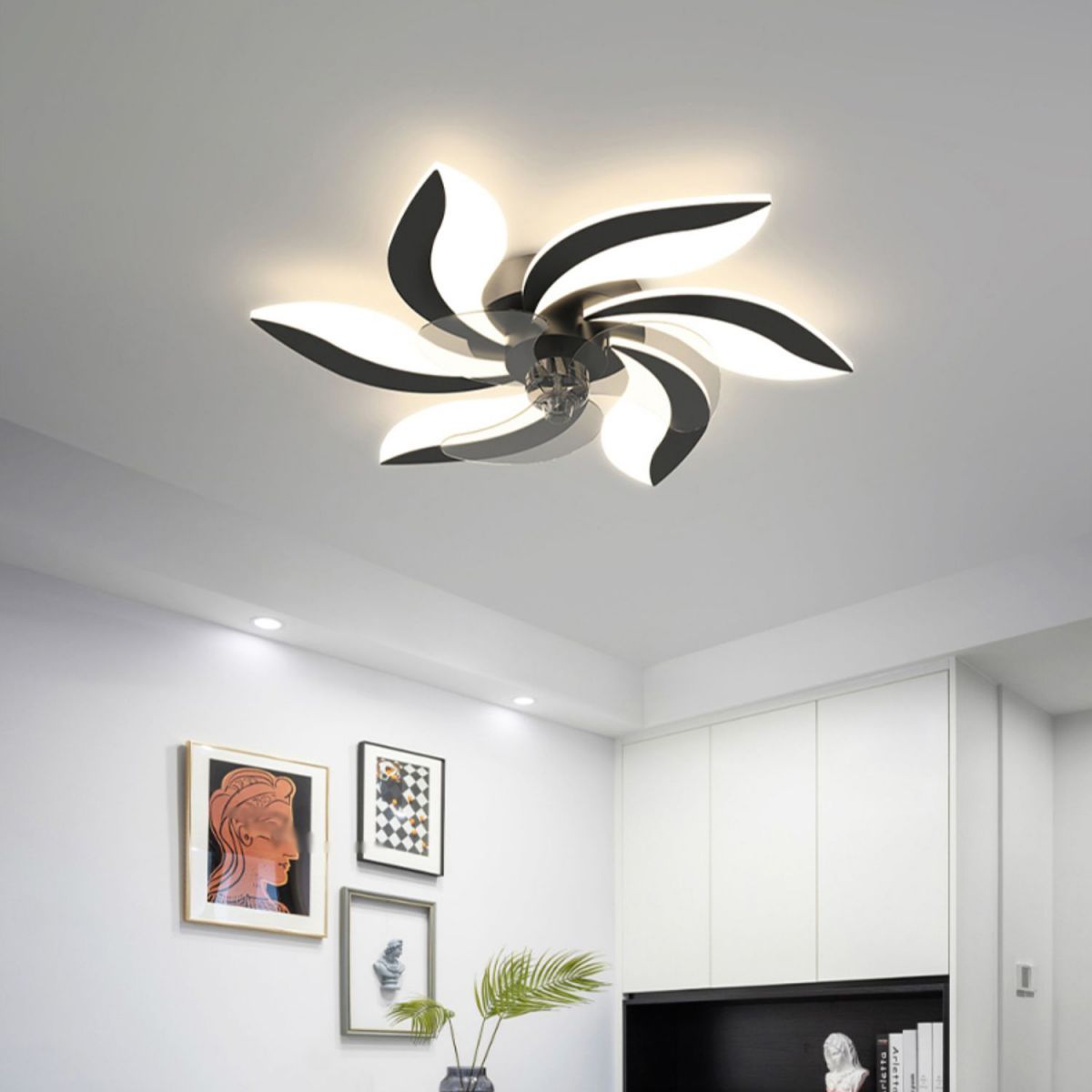 Modern LED Fan Light Metal Geometric Flush Mount Light for Living Room