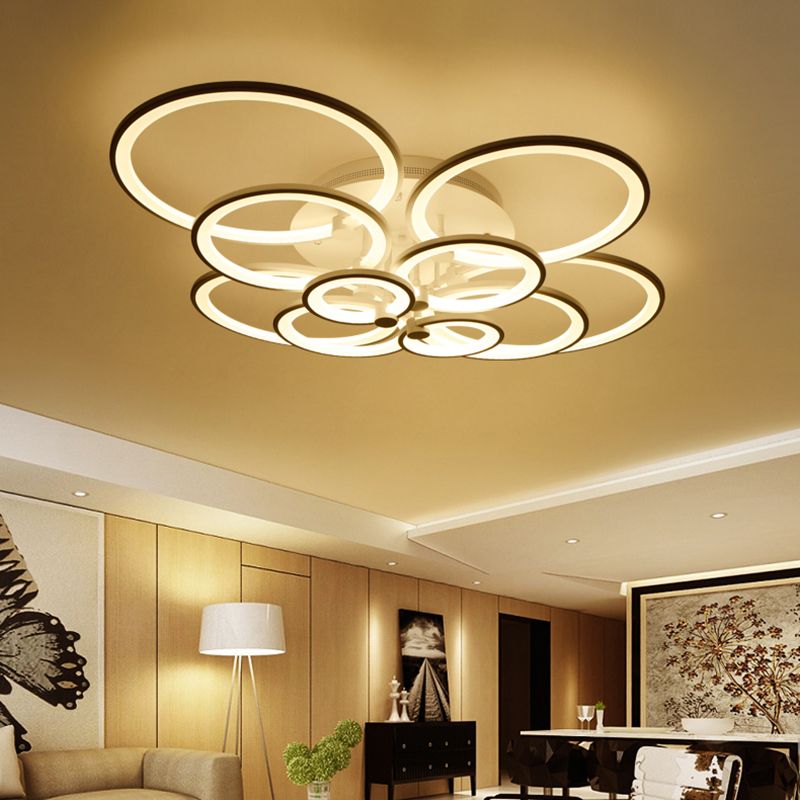 Circle Metal LED Starburst Flush Mount Modern Style Ceiling Light Fixture for Living Room