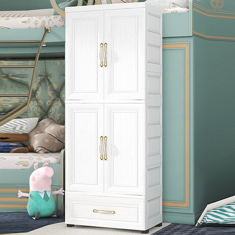 Contemporary Youth Armoire with Garment Rod Plastic Bedroom Armoire