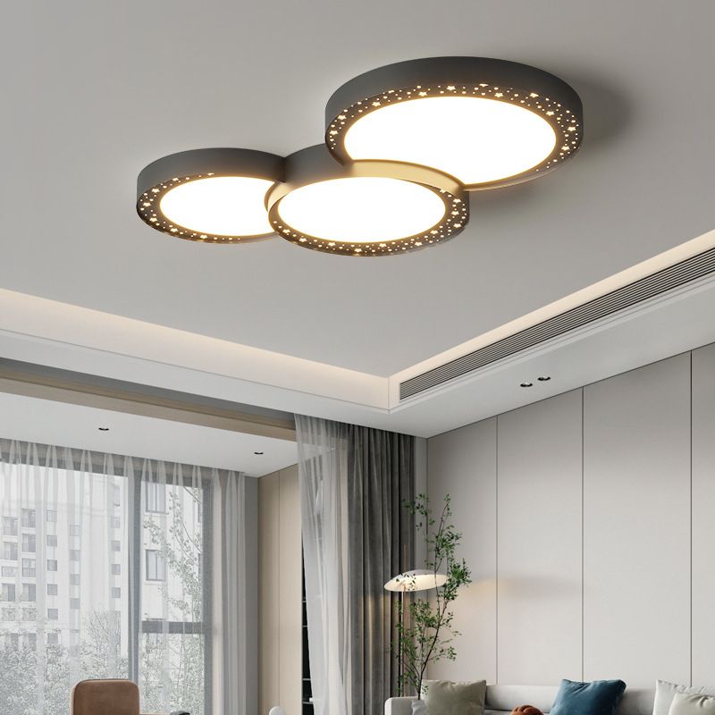 Black / White 3 - Light Interior Flush Mount Light Metal Contemporary Ceiling Flush