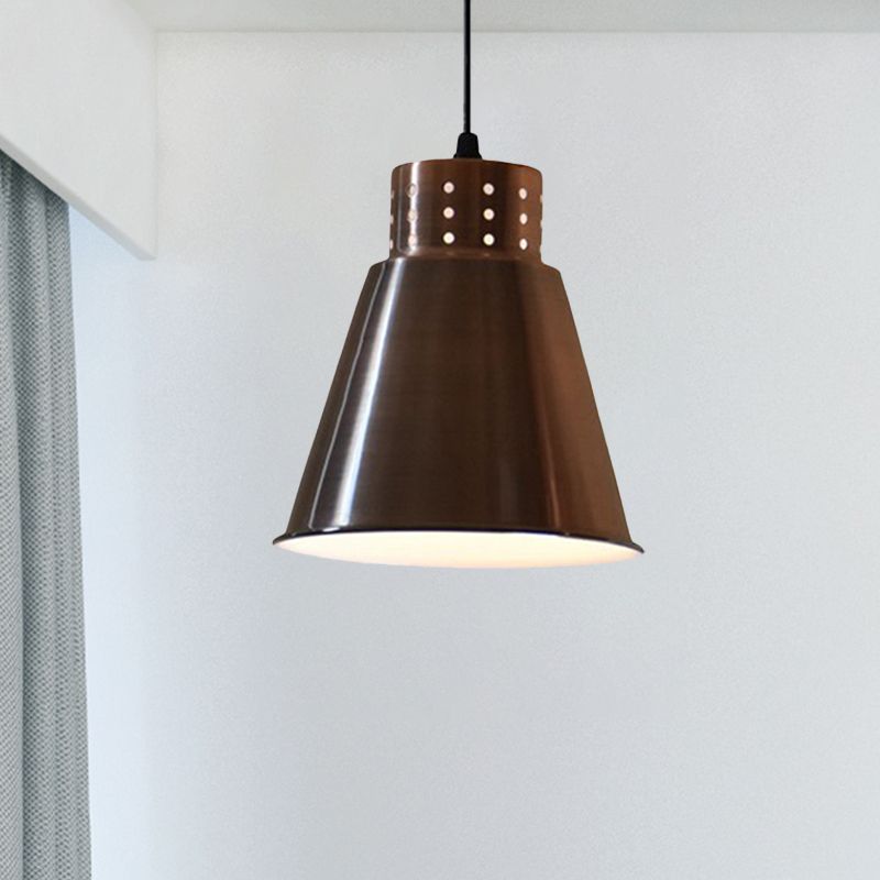 Iron Rose Gold Hanging Lighting Cone/Dome/Flared Shade 1 Bulb Farmhouse Pendant for Restaurant