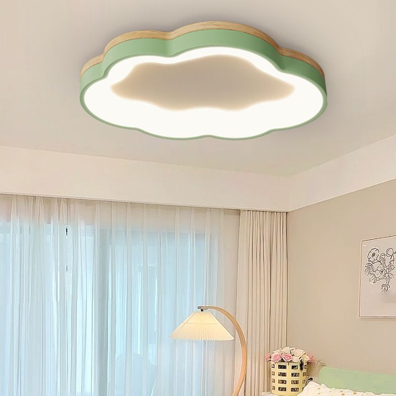 Macaron Style Ceiling Mount Light 1-Light Cloud Shape LED with Acrylic Shade for Bedroom