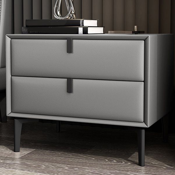 Solid Wood Bed Nightstand Contemporary Night Table with 2 Drawers