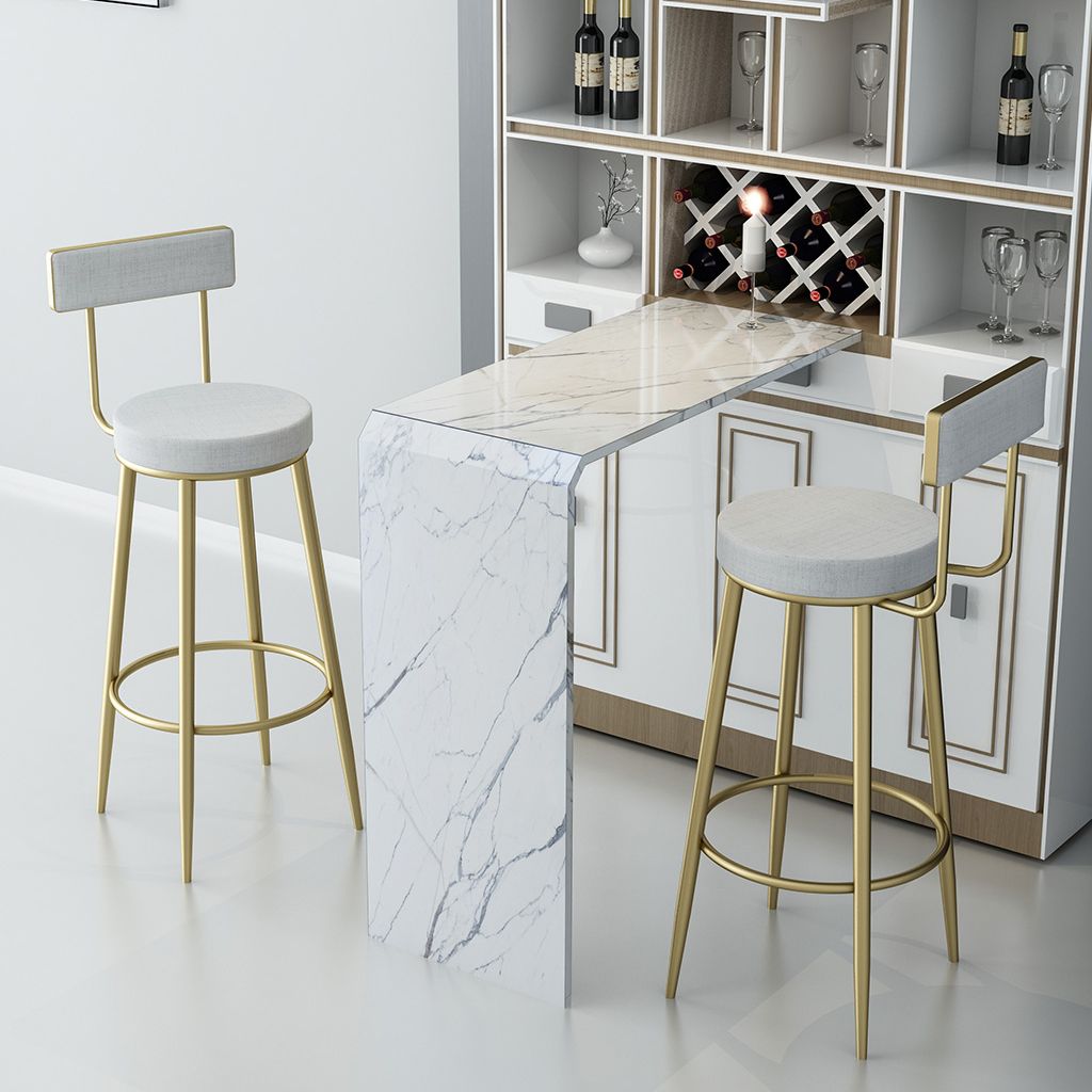 White Glam Style Table in Iron and Faux Marble Milk Tea Shop Bar Table