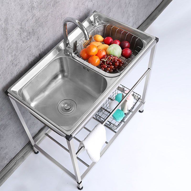 Modern Workstation Ledge Stainless Steel with Faucet and Soap Dispenser Sink