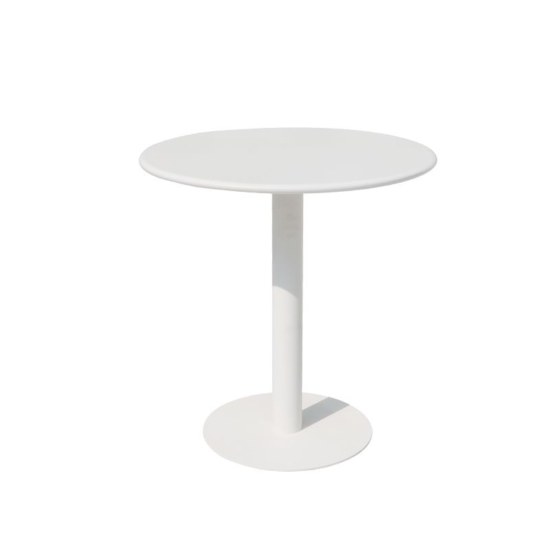 Contemporary Dining Table White Outdoor Table with Metal Base