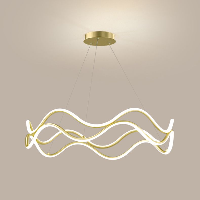 Gold Simple Chandelier Light Fixtures Linear Hanging Chandelier for Sitting Room