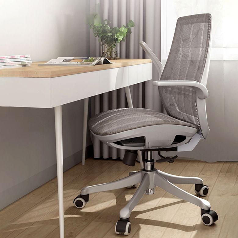 Contemporary Height-adjustable Desk Chair Gray Task Chair for Office