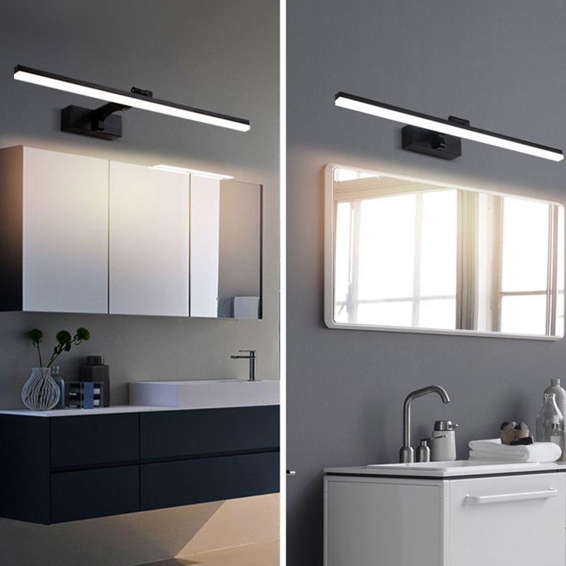 Postmodern Aluminum Vanity Light Straight Black LED Mirror Light for Bathroom