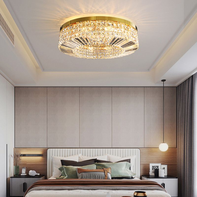Modernism Flush Mount Lamp Round Ceiling Lighting with Crystal for Bedroom