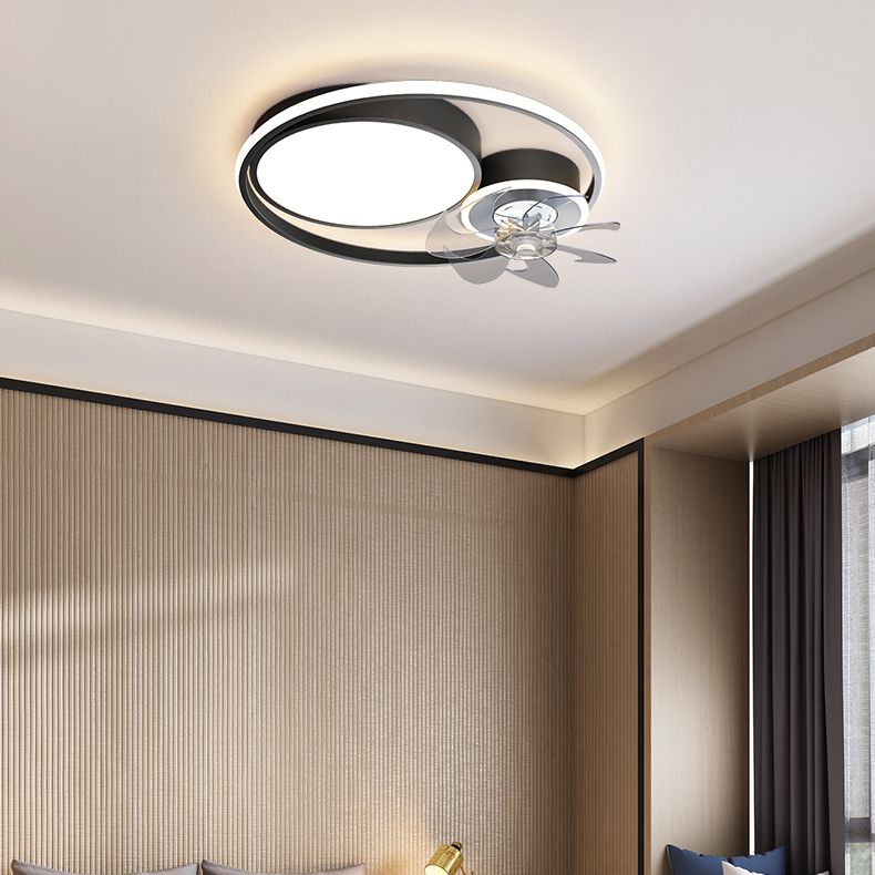 Nordic Style Ceiling Fan Lamp Mute LED Ceiling Fan Light with Silica Gel Shade for Bedroom
