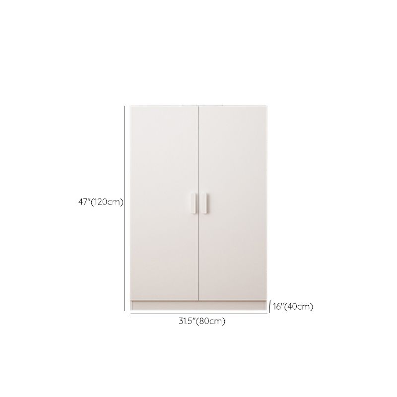 White Contemporary Kid's Wardrobe Wooden Glossy Closet with Garment Rod