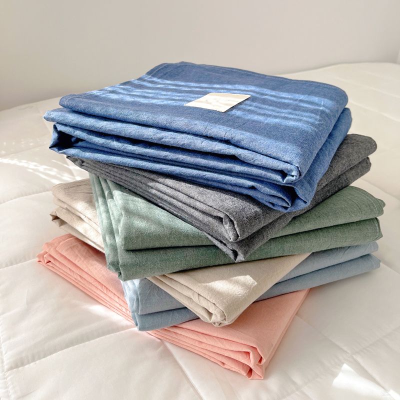 Cotton Bed Non-Pilling Sheet Set Fade Resistant Fitted Sheet