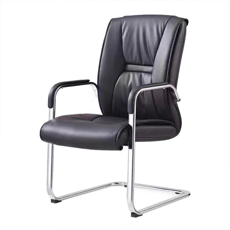 Padded Arms Leather Office Chair Upholstered Back Desk Chair