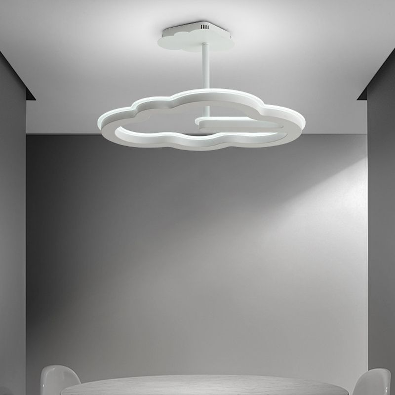 Contemporary LED Ceiling Lamp Cloud Semi Flush Light with Metal for Bedroom