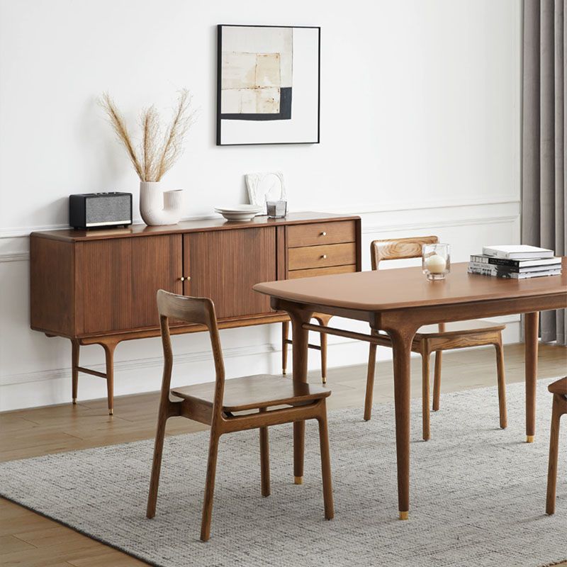 Modern Wood Sideboard Table 3 Drawers Buffet Table Cabinets Included for Living Room