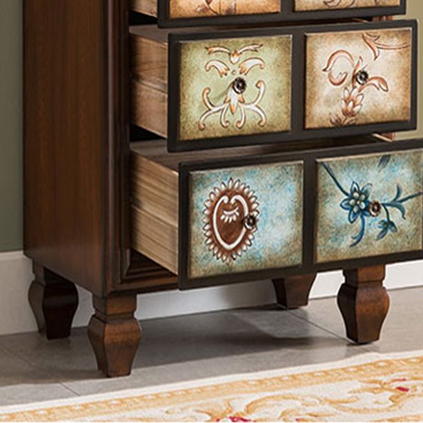 Traditional Dresser Bedroom Solid Wood Storage Chest in White and Brown