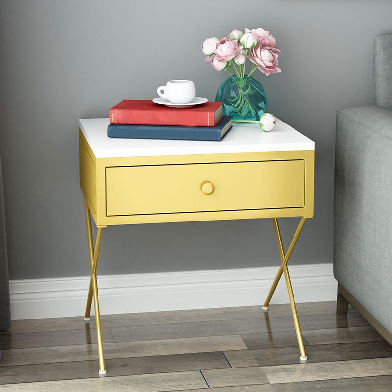 Glam 1 - Drawer Accent Table Nightstand Iron Bedside Cabinet