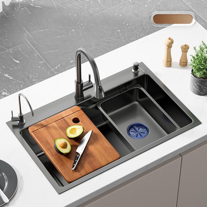 Stainless Steel Kitchen Sink 3 Holes Drop-In Noise-cancelling Design Kitchen Sink