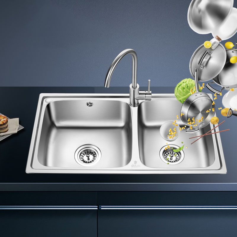 Double Bowl Kitchen Sink Stainless Steel Kitchen with Faucet Included