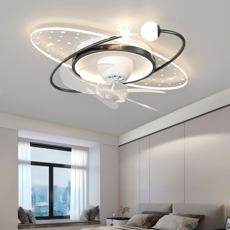 Black and Gold Fan Light Geometric Interior LED Modern Ceiling Fan Fixture