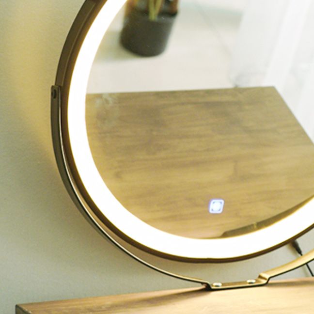 Scandinavian with Drawer Natural Lighted Mirror Bedroom Make-up Vanity