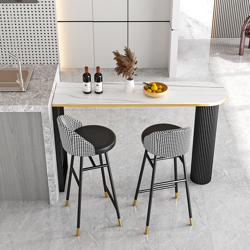 Kitchen Stone Top Counter Table Metal Base 42-inch Height Industrial Bar Table