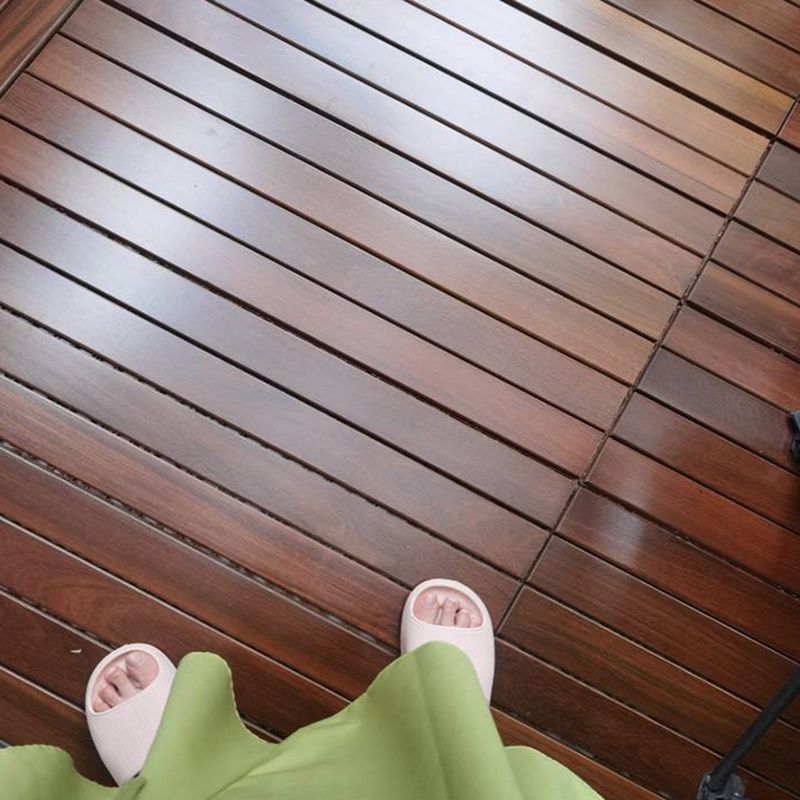 Smooth Teak Floor Tile Water Resistant Click Lock Wooden Floor for Living Room