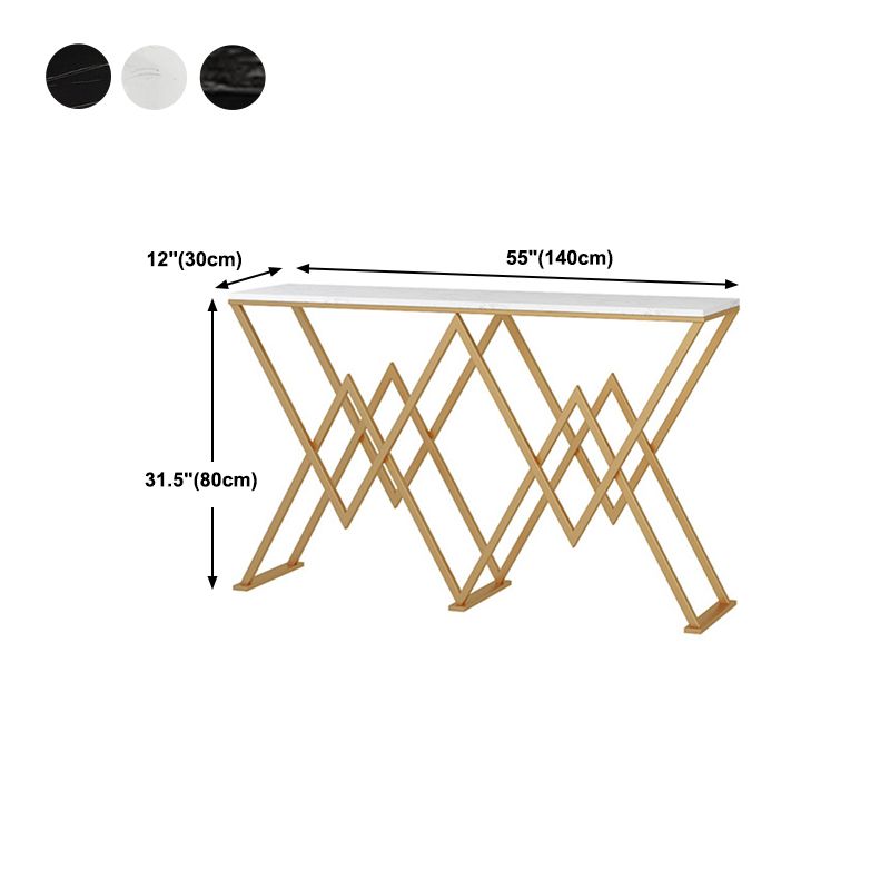 Contemporary Console Accent Table Antique Finish Rectangle Console Sofa Table in Marble