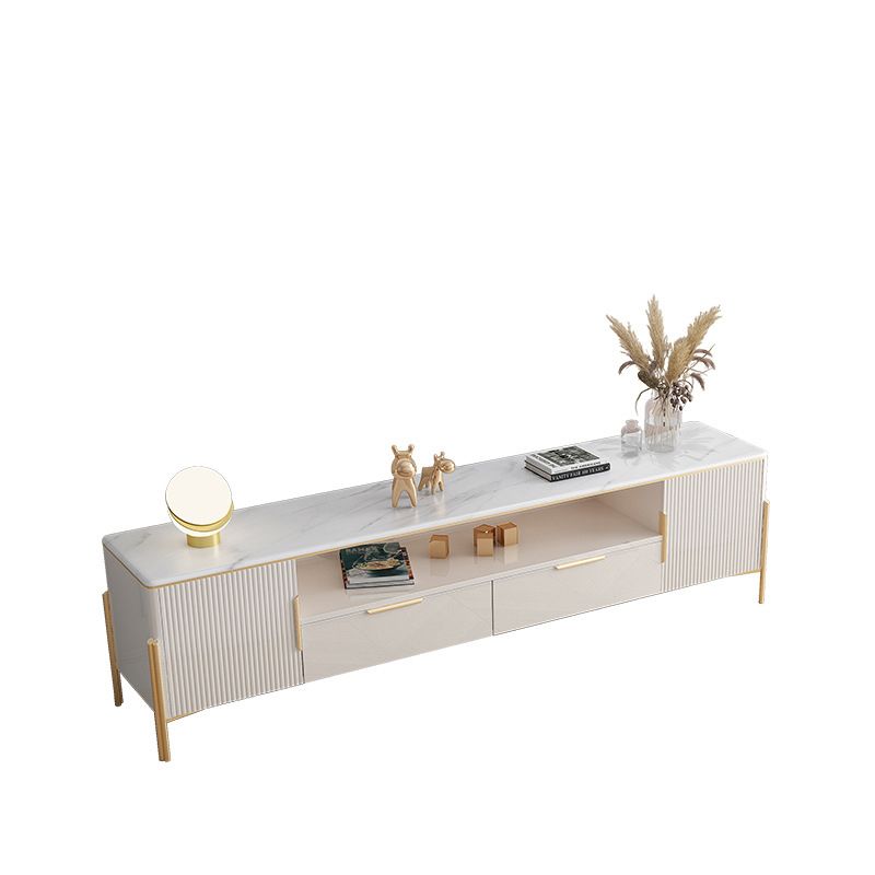 Glam Stone Stand Console Drawers Included Media Console with Legs