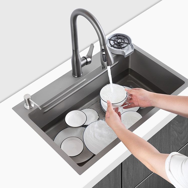 Contemporary Style Kitchen Sink Single Bowl Kitchen Sink with Rectangle Shape