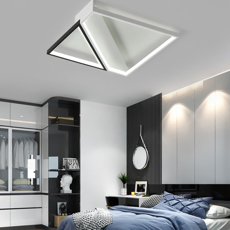 Plafoniera da incasso in metallo a cubo quadrato bianco minimalista a LED per camera da letto