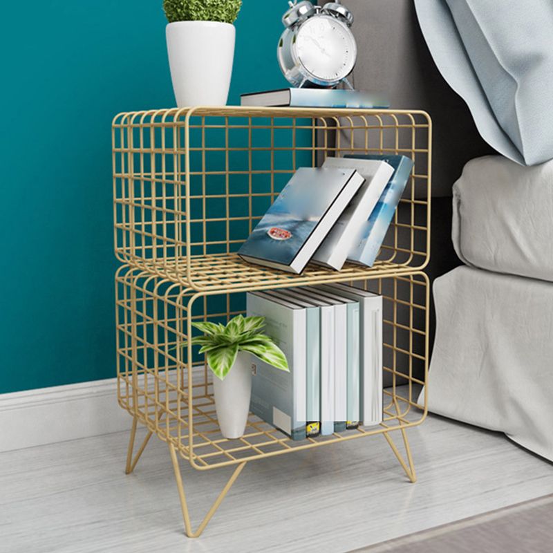 Metal Accent Table Nightstand Open Storage Bedside Cabinet for Bedroom