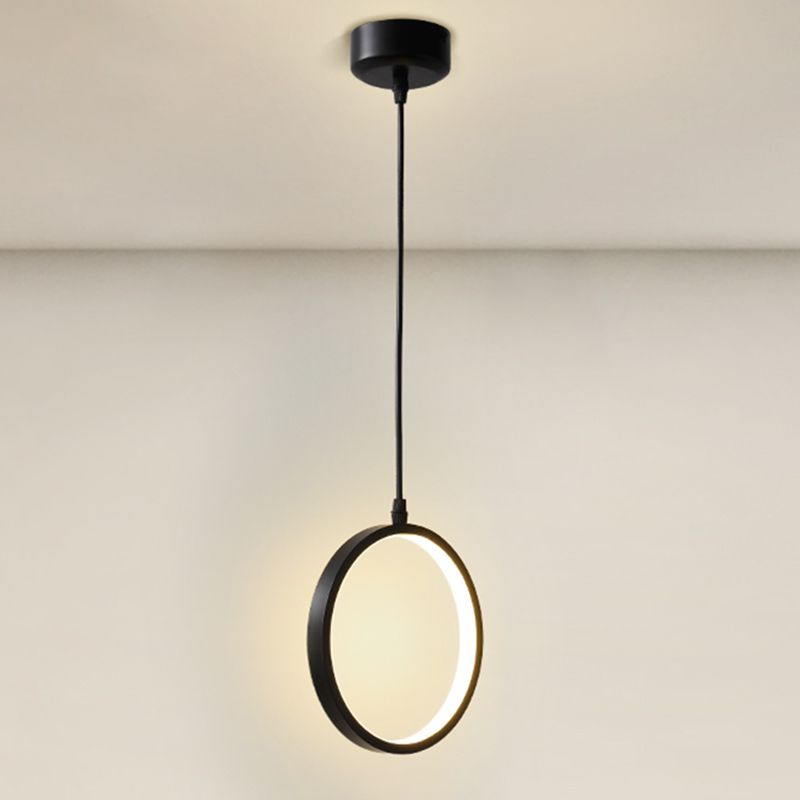 Luz de colgante colgante geométrico de estilo moderno de metal LED de techo colgante negro