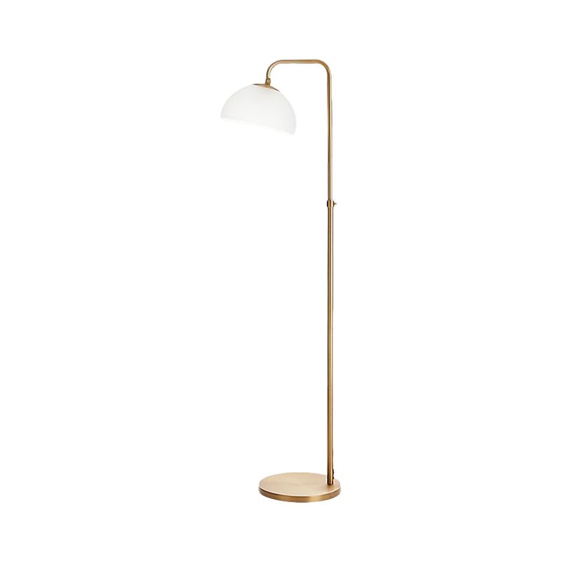 Domed Opal Glass Floor Lamp Contemporary 1-Bulb Brass Finish Floor Reading Lighting for Living Room