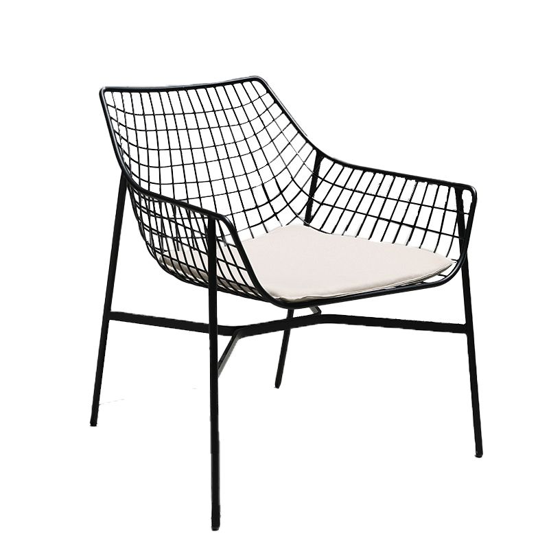 Modern Dining Side Chair Metal Removable Cushion Outdoor Bistro Chairs