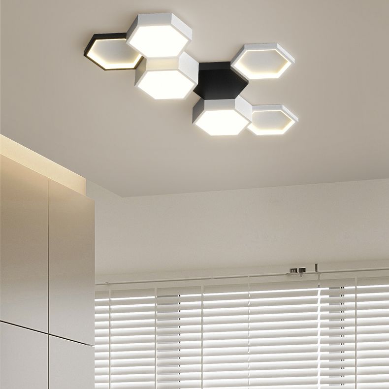 Modern Simple Style Iron Ceiling Light Hexagon Shape LED Ceiling Lamp for Bedroom