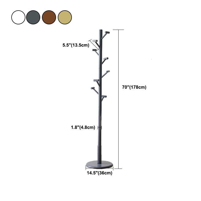 Modern Coat Hanger Wood Hall Tree Free Standing Coat Rack with Hooks