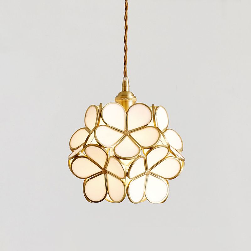 1 Light Flower Hanging Ceiling Light Nordic Style Metallic Down Lighting Pendant  for Restaurant