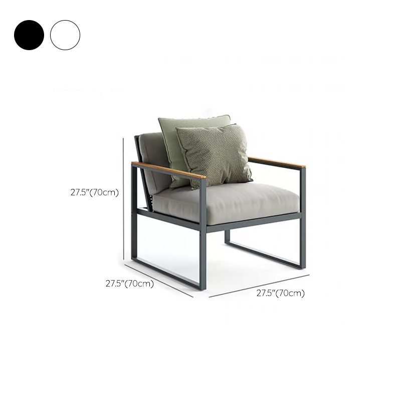 Industrial Metal Frame Patio Sofa Water Resistant Outdoor Sofa with Cushion