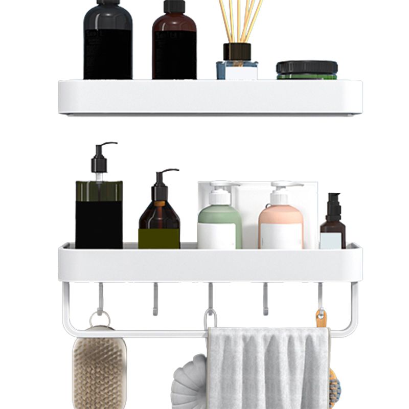 White 2-Piece Bathroom Hardware Modern Bathroom Accessory Set, Bath Shelf