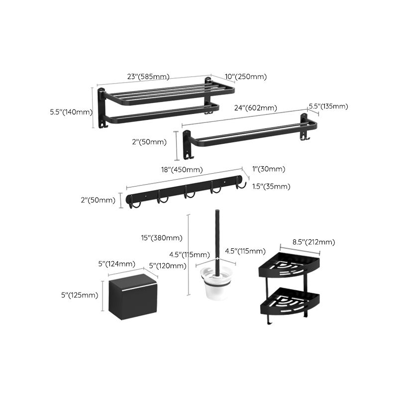 Black Modern Bathroom Accessory Set Stainless Bathroom Hardware