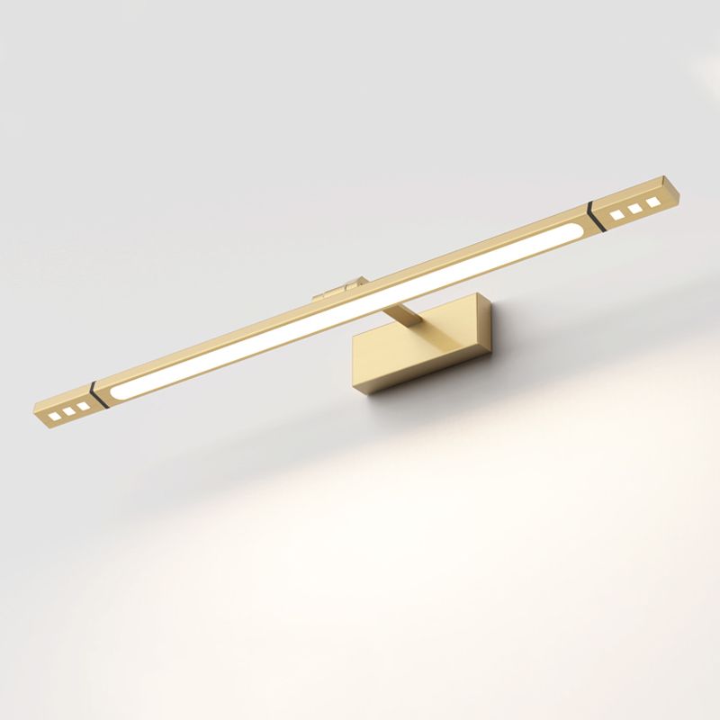 Linear Shade Metal Wall Sconce Modern Style 1- Light Mirror Wall Mounted Light in Gold